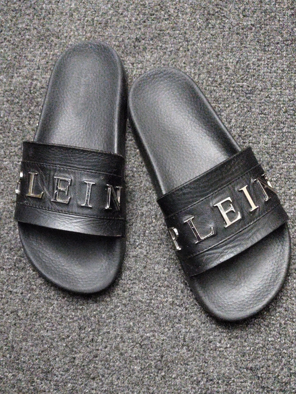 Philipp Plein Black Logo Slide Sandals